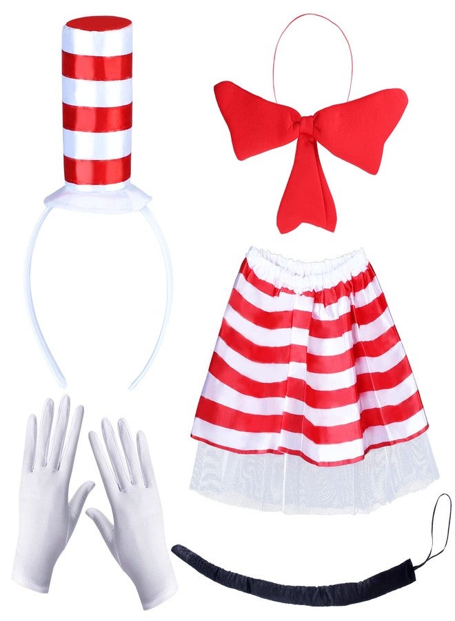 Keymall 5 Pcs Accessories for Kids Cat Costume Kit Including Headband Gloves Bowtie Skirt Tail in Halloween School Day - Image 1